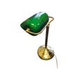 Image 2 : Vintage Bankers Lamp Green Glass Shade Brass Base 14.5-Inch Tall