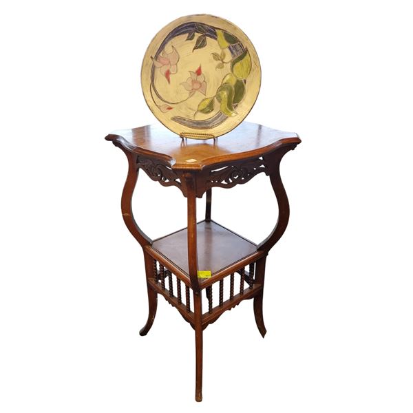 Victorian Style Wood Two Tiered Stand Occasional Table Inspired by 19th Century French Rocaille