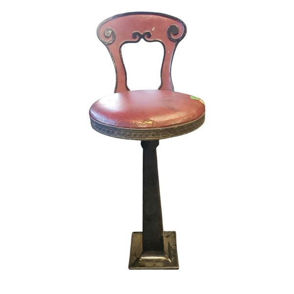 Antique Style Soda Fountain Cast Iron Stool 32-Inch Tall Circa 1920s #1