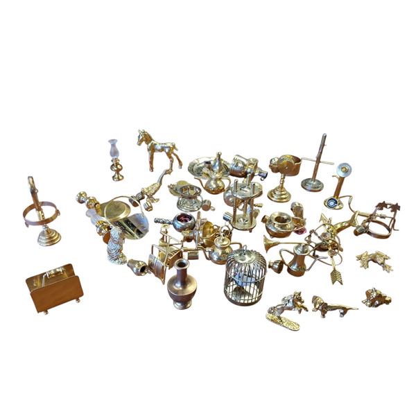 Collection of Brass Dollhouse Decor Miniatures