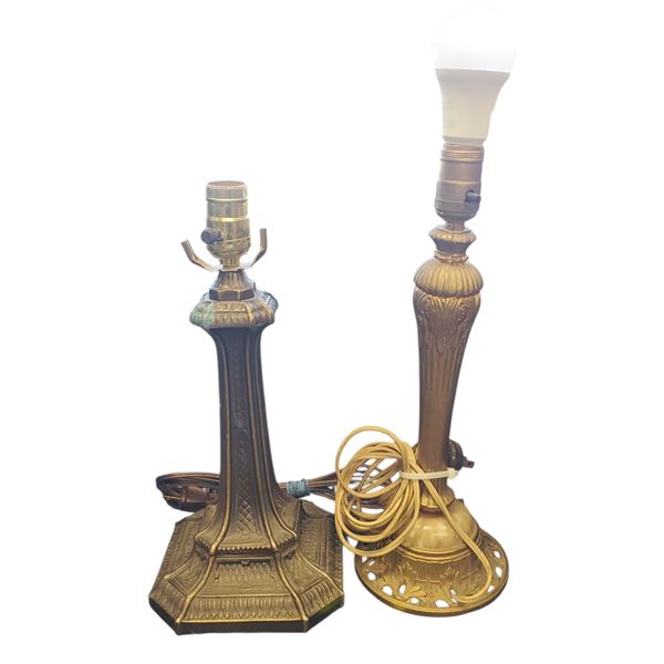 Two Vintage Brass Lamp Bases Mid-Century Design