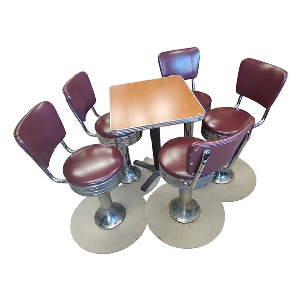 Retro Diner Table 28x24x30 Inches with 5 Diner Chairs