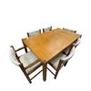 Image 1 : Vintage Teak Dining Table 60x36x25 with 6 Matching Chairs & Two 14-Inch Leaves