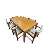 Image 3 : Vintage Teak Dining Table 60x36x25 with 6 Matching Chairs & Two 14-Inch Leaves