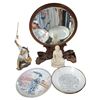 Image 1 : Asian Decorative Collectables: Mirror, Mudman Fisherman, Buddha & Jingdezhen Bowl & Japanese Plate