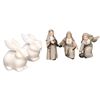 Image 1 : Three Ceramic Bowling Nuns 5-Inch Tall & Two Carved White Marble Rabbits Decorative Collectables