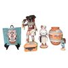 Image 1 : Navajo Collection: Dolls, Pottery Bowl, Pottery Lidded Box & Painted Tiles