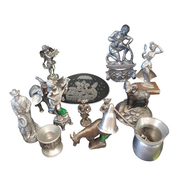 Assorted Pewter Items Tallest is 7-Inch Tall