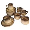 Image 1 : Denby Romany Brown Tea Set Suacers, Sugar Bowl, Tea Cups & Creamer