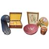 Image 1 : Mixed Lot Decorative Collectables: Wooden Box, Wood Hunter Sculpture, Pottery Pieces, Ceramic & More