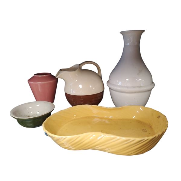 Pottery Lot: German, Hall, Bauer, Homer Laughlin and National Brotherhood Operative Ball Tilt Jug