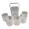 Image 1 : 1970s Hoya Glacial Ice Bucket & 5 Glasses Frosted Glass Japan