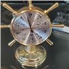Image 3 : Nautical Themed Decor: Brass Sailboats, German Baromter, Ship's Wheel Clock & and Anchor