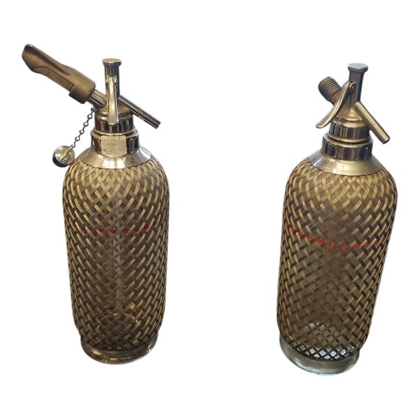 Two Vintage Sparklets Soda Syphons Mid 20th Century Metal Glass
