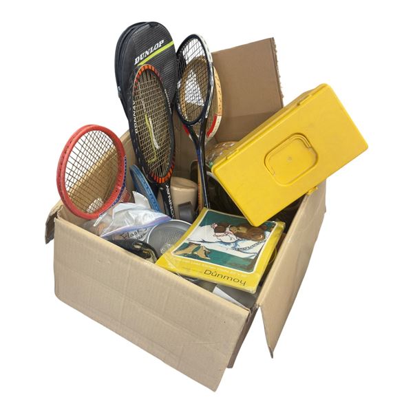 Box Lot of Sporting Good and Home Decor