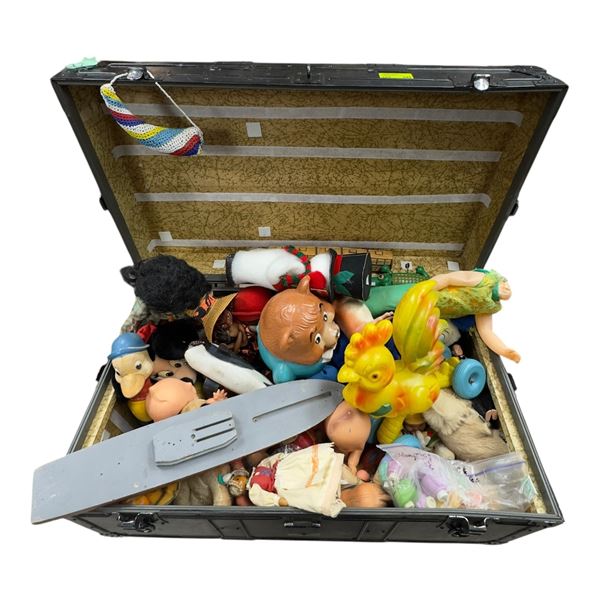 Trunk Filled with Assorted Vintage Toys & Dolls Mixed Lot