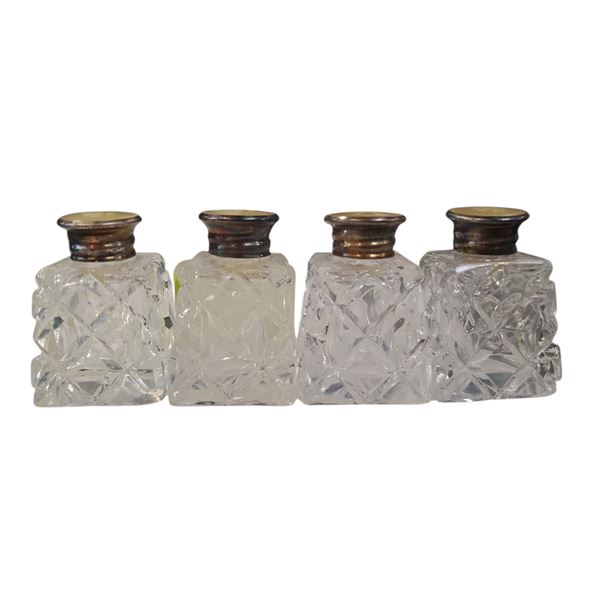 4 Sterling & MOP Topped Antique Salt & Pepper Shakers * 2" tall