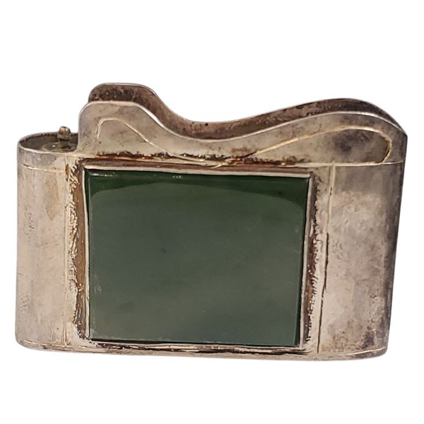 Bently Lighter Part in Unmarked Silver and Nephrite Jade Cover * Cover without the lighter has a tot