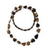 Image 1 : 2 Vintage Polished Tiger's Eye Necklaces * 28" with 19 mm angular beads and 16" with 9.5 x 19 mm bea
