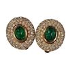Image 1 : Vintage Christian Dior Germany Clip-on Clear & Emerald Crystal Earrings * Hallmarked on the clips