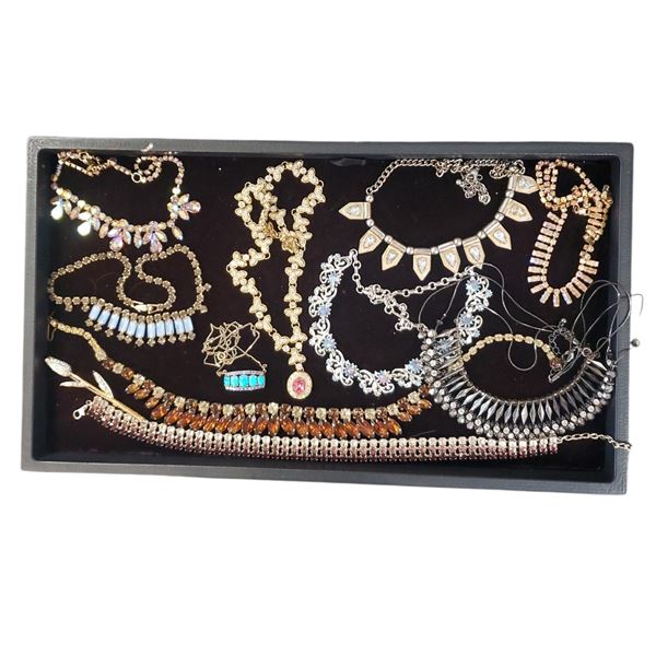 Group of Vintage Rhinestone & Fashion Jewelry - Display Tray Not Included
