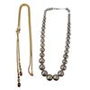 Image 1 : Vintage Monet 40" Lariat Necklace & Napier 24" Graduated Metal Bead Necklace (Largest bead is 1")