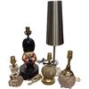 Image 1 : Collection of 5 Vintage Lamps: Ceramic British Guard, Crystal, Chalkware, Resin & Steel 24-Inch