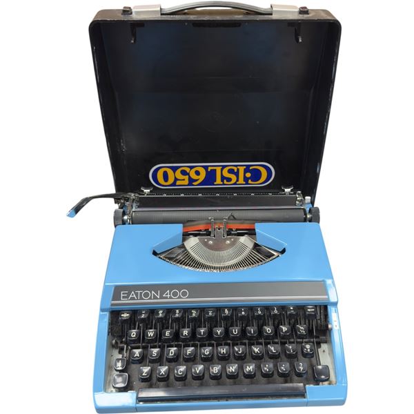 Vintage Eaton 400 Blue Portable Typewriter Manual Mid-20th Century