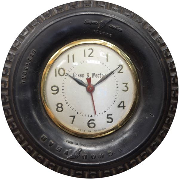 Green & Weston Goodyear Tire Wall Clock Vintage