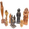 Image 1 : Collection of Wood Carved Folk Art Figurines 9 Pieces Tallest 16.5-Inch