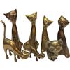 Image 1 : Collection of 7 Brass Cats Tallest is 7" Tall