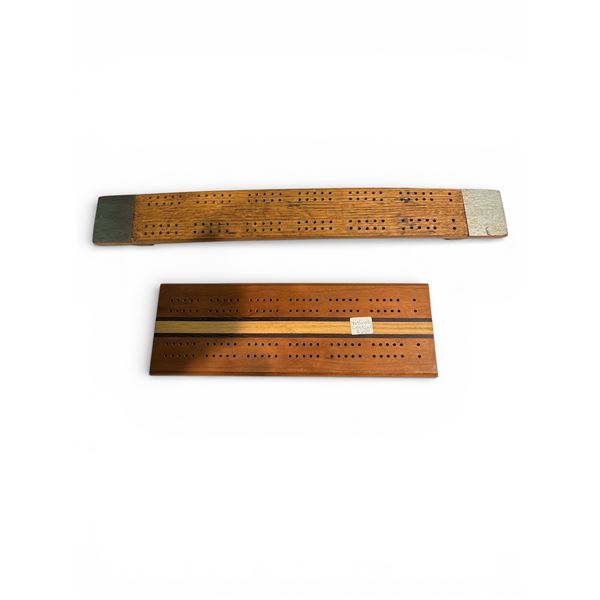 Two Vintage Handcrafted Wood Cribbage Boards