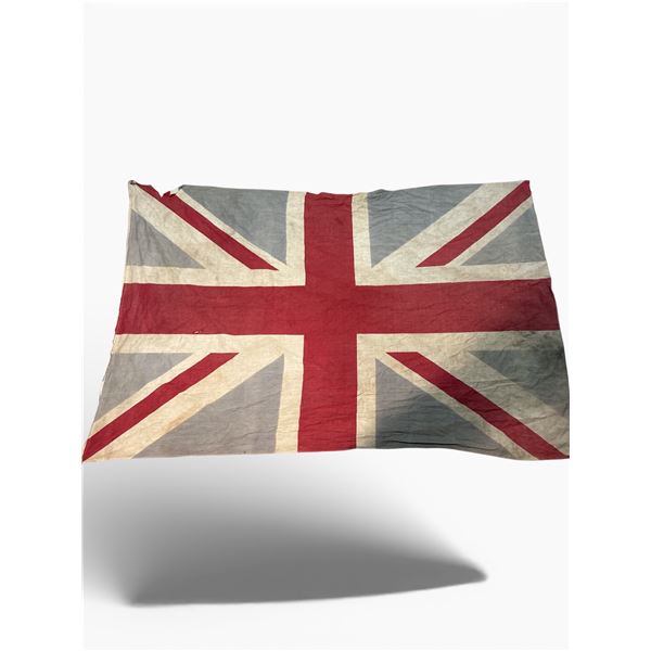 Vintage Union Jack Flag "Tea Stained" Flag Made from Cotton 47"x 68" Circa WWII