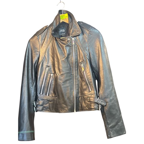 Zara Black Leather Women's Jacket Size XS