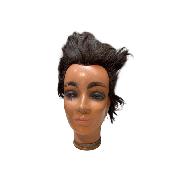 Vintage Wood Base Plaster Mannequin Head