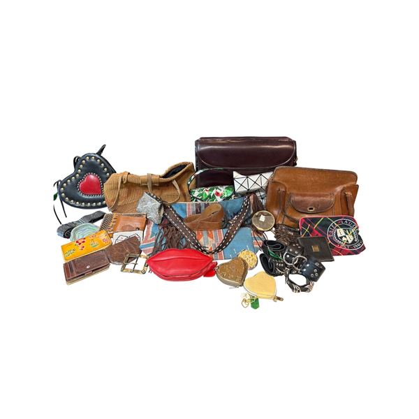 Assorted Collection of Bags Purses Belts Clutches Leather Bracelets & More