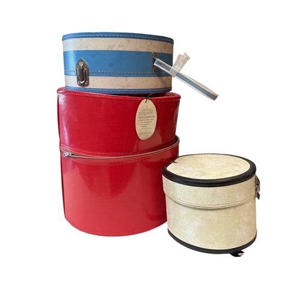 Collection of 3 Vintage Hat Boxes Cardboard Assorted Sizes & Designs