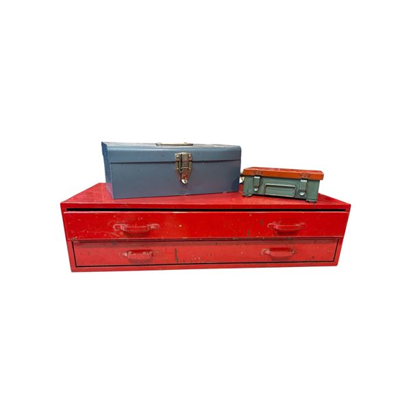 3 Vintage Metal Toolboxes Metal Tool Drawers Small Metal First Aid Style Box