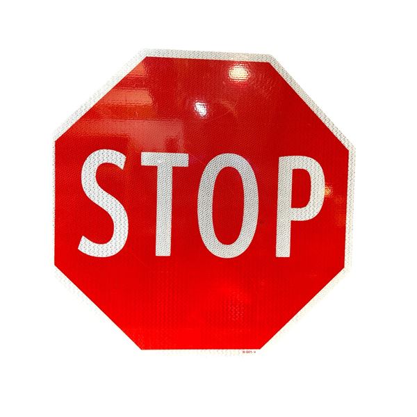 Reflective Stop Sign R-001-U 23.5-Inch Across Aluminum Traffic Sign Red & White