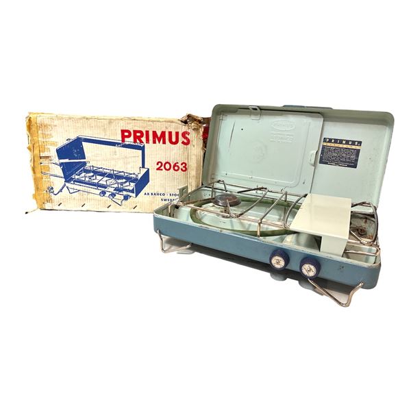 Vintage Primus 2063 2-Burner Gas Stove Camping Cooker Original Box
