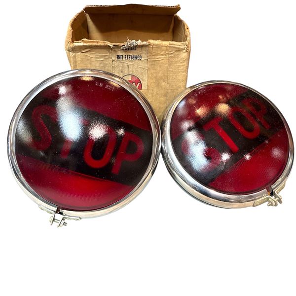 Pair KD 254VRS-12 Jumbo Stoplight Red Stop Lens 7-Inch Diameter New Old Stock