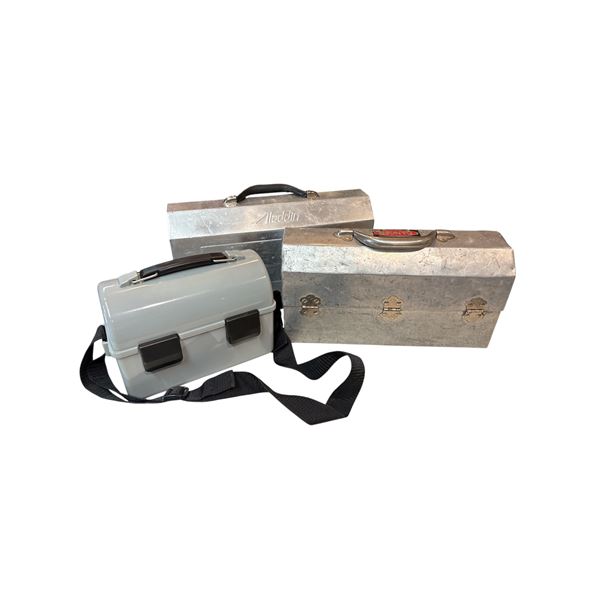 Two Vintage Aluminum Tool Boxes & Modern Ice Man Cooler Lunchbox