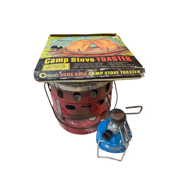Coleman Quick-Lite Model 518B Heater Bluejet 206 Camp Stove & Vintage Coghlan's Camp Stove Toaster