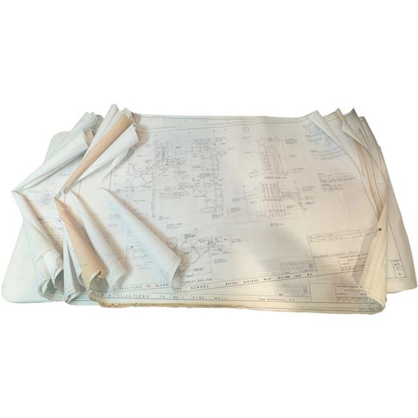 Collection of Architectural Blueprints from Public Buildings Across British Columbia Schools & More