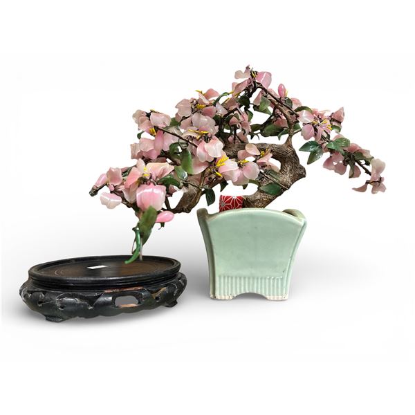 Vintage Chinese Jade Glass Decorative Piece 10.5-Inch Tall