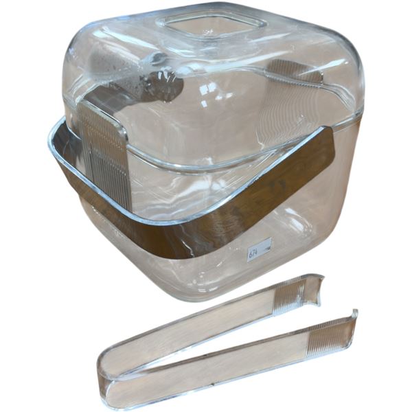 Vintage Guzzini Amanda Ice Bucket 1970s Clear Acrylic 7x7x7-Inch