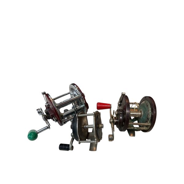 Trio of Vintage Fishing Reels: Penn Peer No 209 Penn Model 85 and Small Unbranded Reel