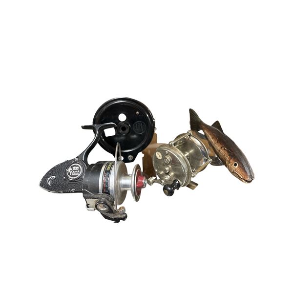 3 Reels DAM Quick 3000 Spincaster, Steellite Reel (Missing Handle) and Hendryx & Wood Decorative ...