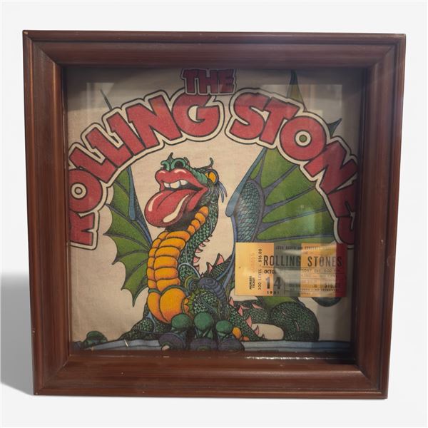 Framed Rolling Stones Concert T-Shirt Oct 15 1981 Dragon Tour with Concert Ticket