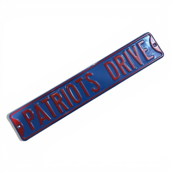 Patriot's Drive Blue & Red Street Sign 32x6-Inch Metal